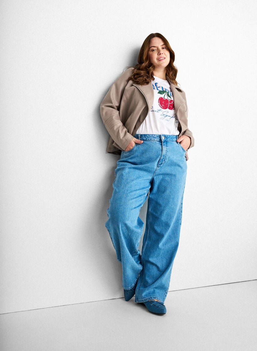 Bikerjakke i imiteret l&aelig;der , Gr&aring;, Model image number 3