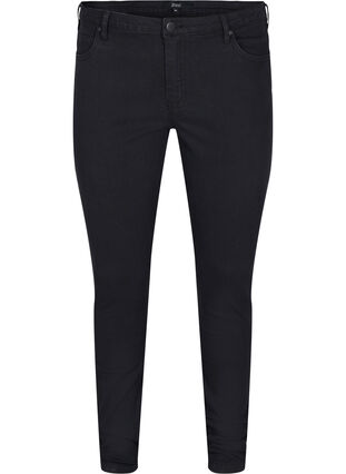 Ekstra slim Sanna jeans med regulær talje, Black, Packshot image number 0