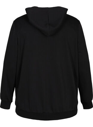 Sweatshirt med hætte og print, Black, Packshot image number 1