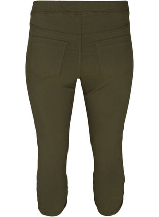 Ensfarvet capri jeans i viskosemix, Olive Night, Packshot image number 1