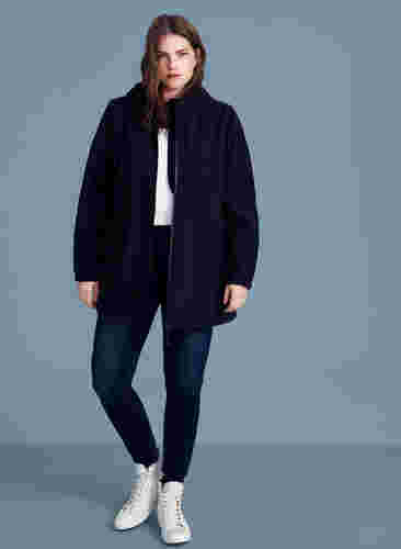 Kort softshell jakke med hætte, Black, Model image number 1