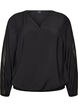 Bluse med balloneffekt og chiffondetaljer, Sort, Packshot image number 0