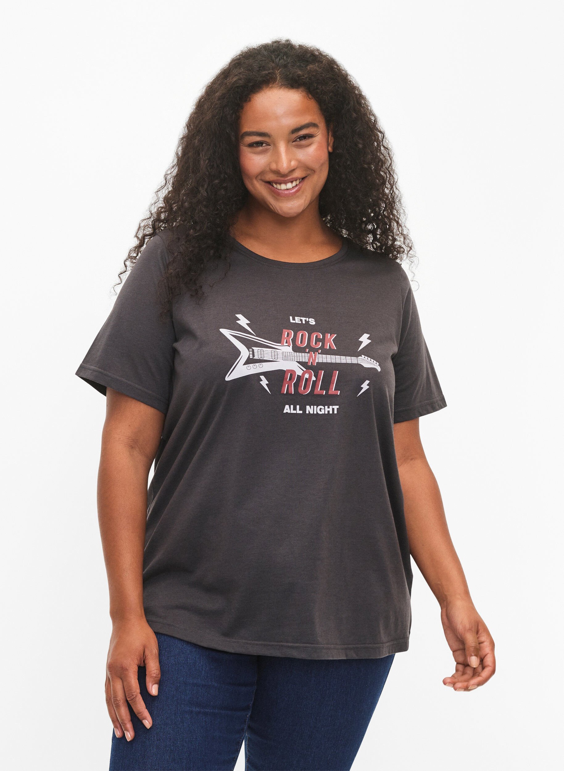 Zizzi FLASH - T-shirt med motiv, Phantom, Model image number 0