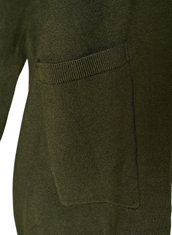 Lang strikcardigan i viskosemix, Gr&oslash;n, Packshot image number 3