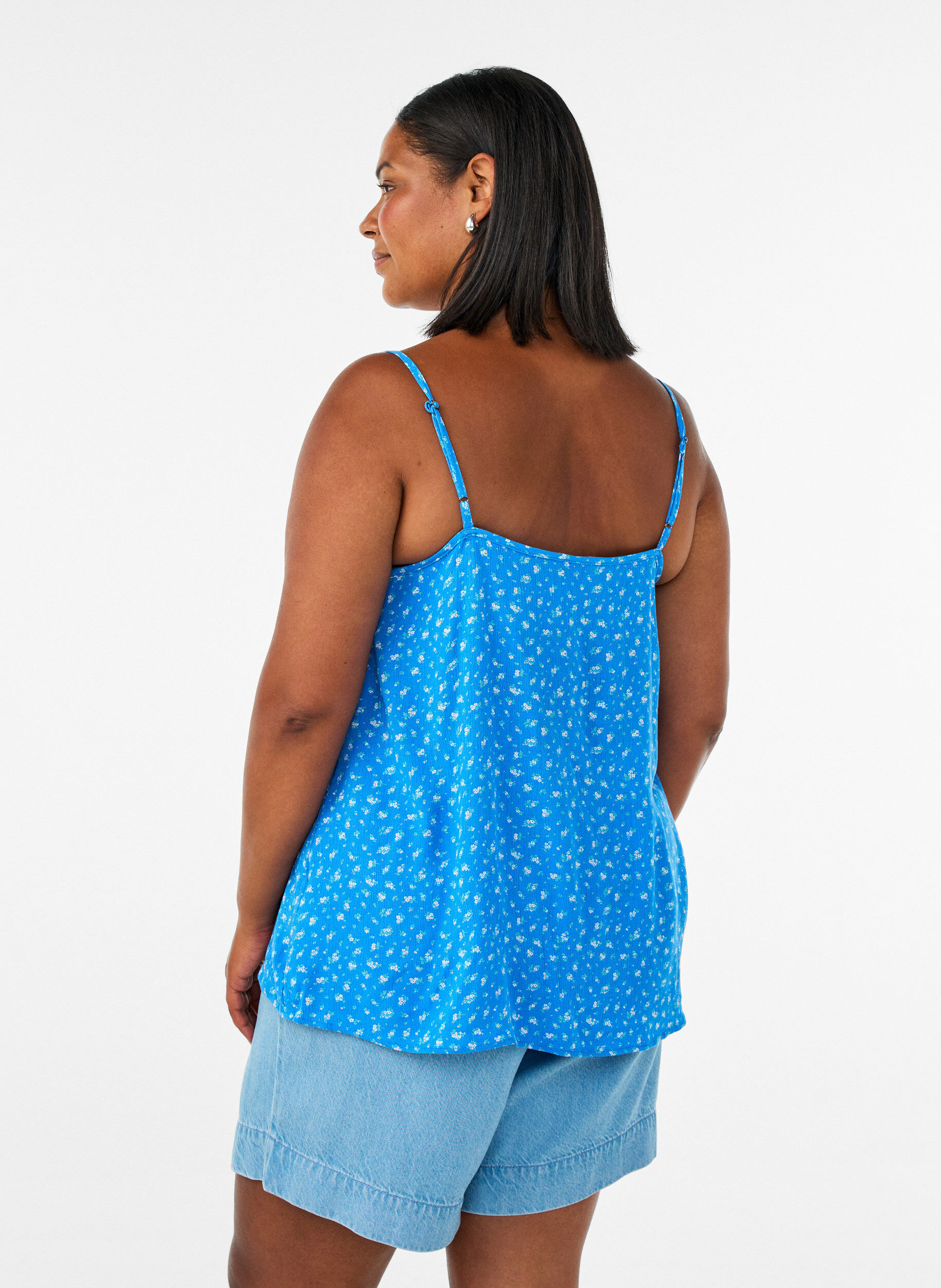 ZizziStrop top i viskose, Bl&aring;, Model image number 2