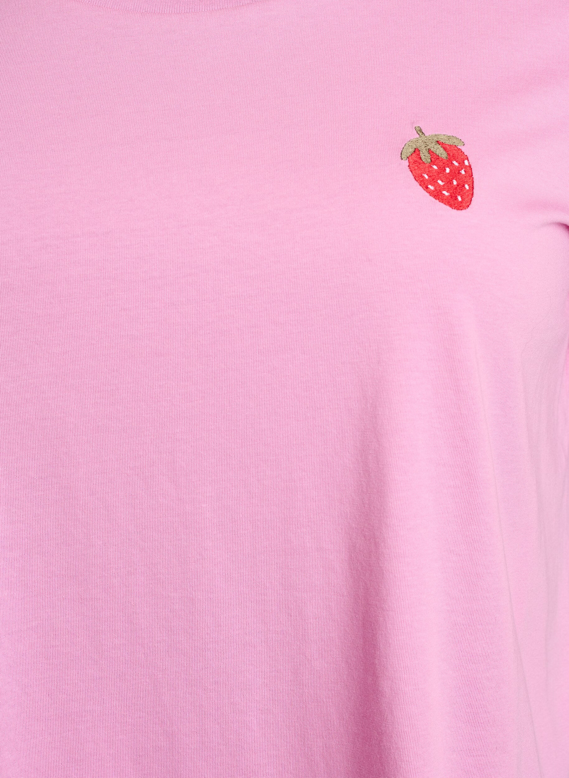 Zizzi T-shirt med jordb&aelig;rbroderi, Begonia P. W. Berry, Packshot image number 2