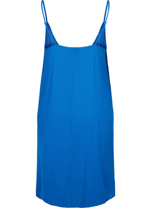 Ensfarvet strop kjole i viskose, Victoria blue, Packshot image number 1