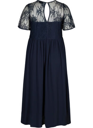 Lang kortærmet kjole med blonder, Night Sky, Packshot image number 1