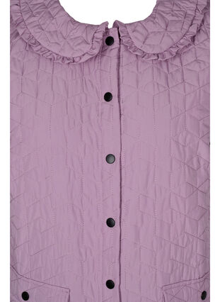 Lang quiltet vest med krave og flæser, Lavender Mist, Packshot image number 2
