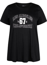 Bomulds t-shirt med front tryk, Black LOS ANGELES