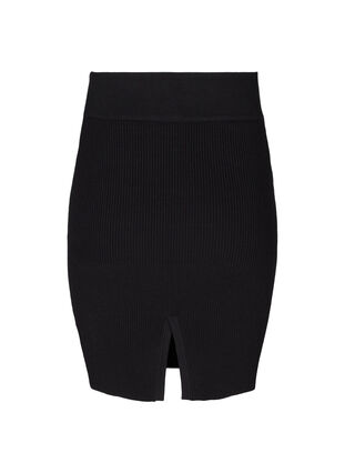 Tætsiddende nederdel i strik , Black, Packshot image number 1