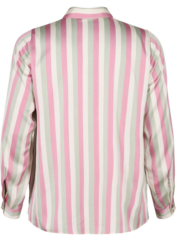 Stribet satinskjorte med krave, Rose Stripe, Packshot image number 1