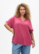 L&oslash;s bluse med korte &aelig;rmer, R&oslash;d, Model image number 0