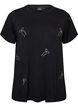 T-shirt i viskose med rhinsten, Sort, Packshot image number 0