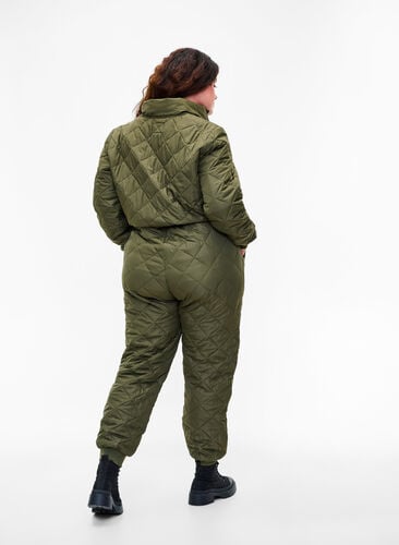 Quiltet termo jumpsuit med justerbar talje, Forest Night, Model image number 1