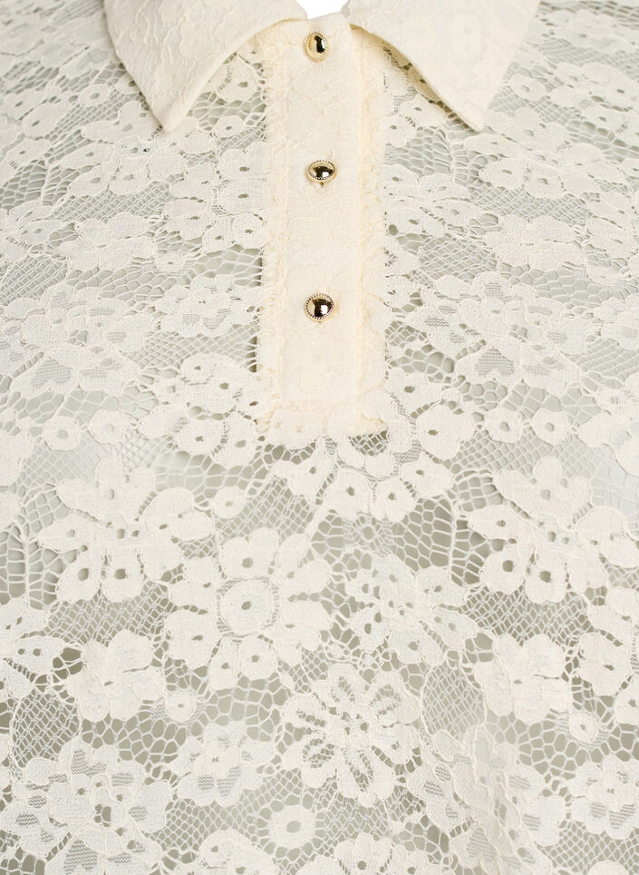 Blondebluse med krave og 1/2 &aelig;rmer, Vanilla, Packshot image number 2