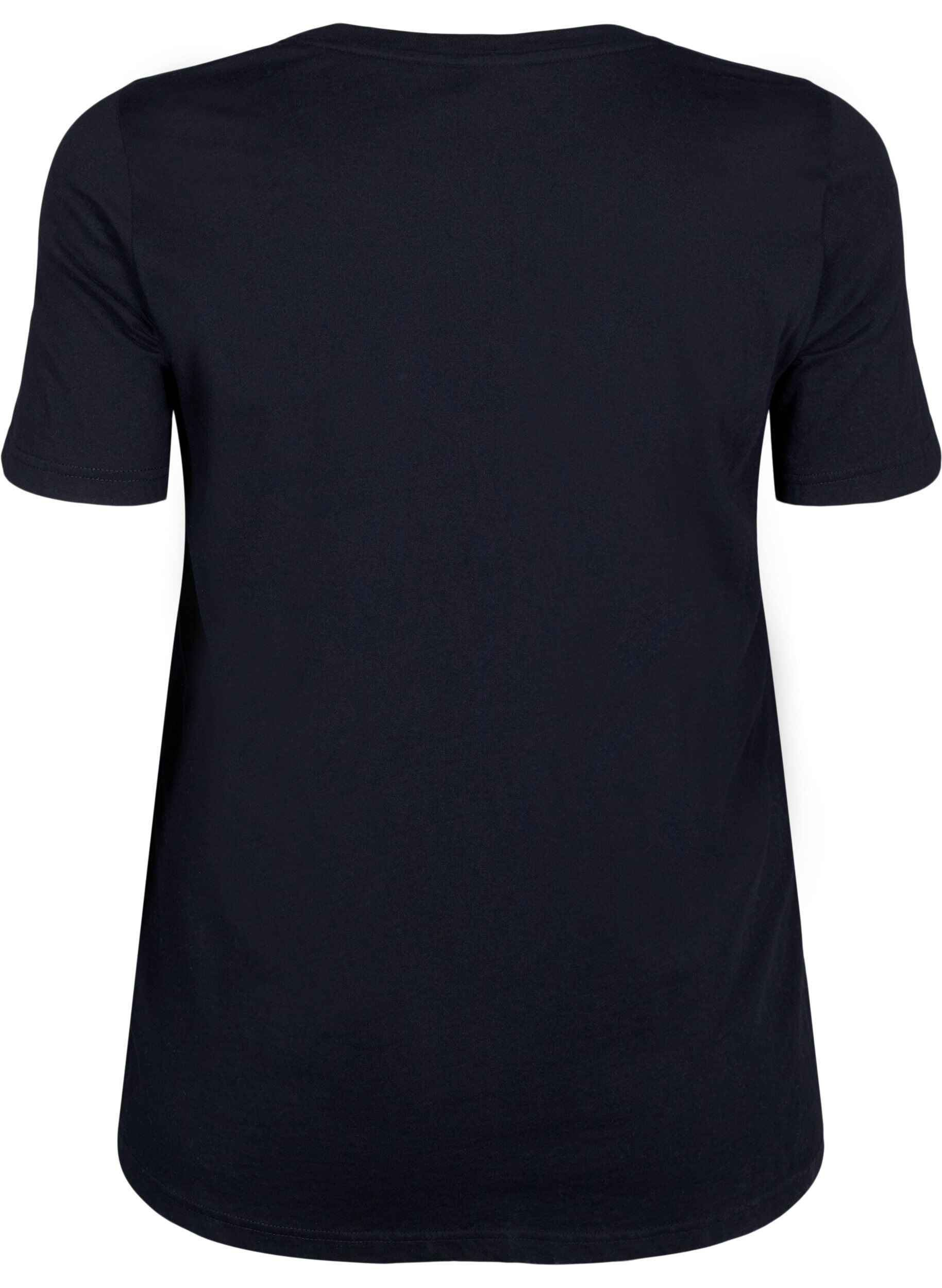 Zizzi Jule t-shirts i 100% bomuld, Black w. Wine, Packshot image number 1