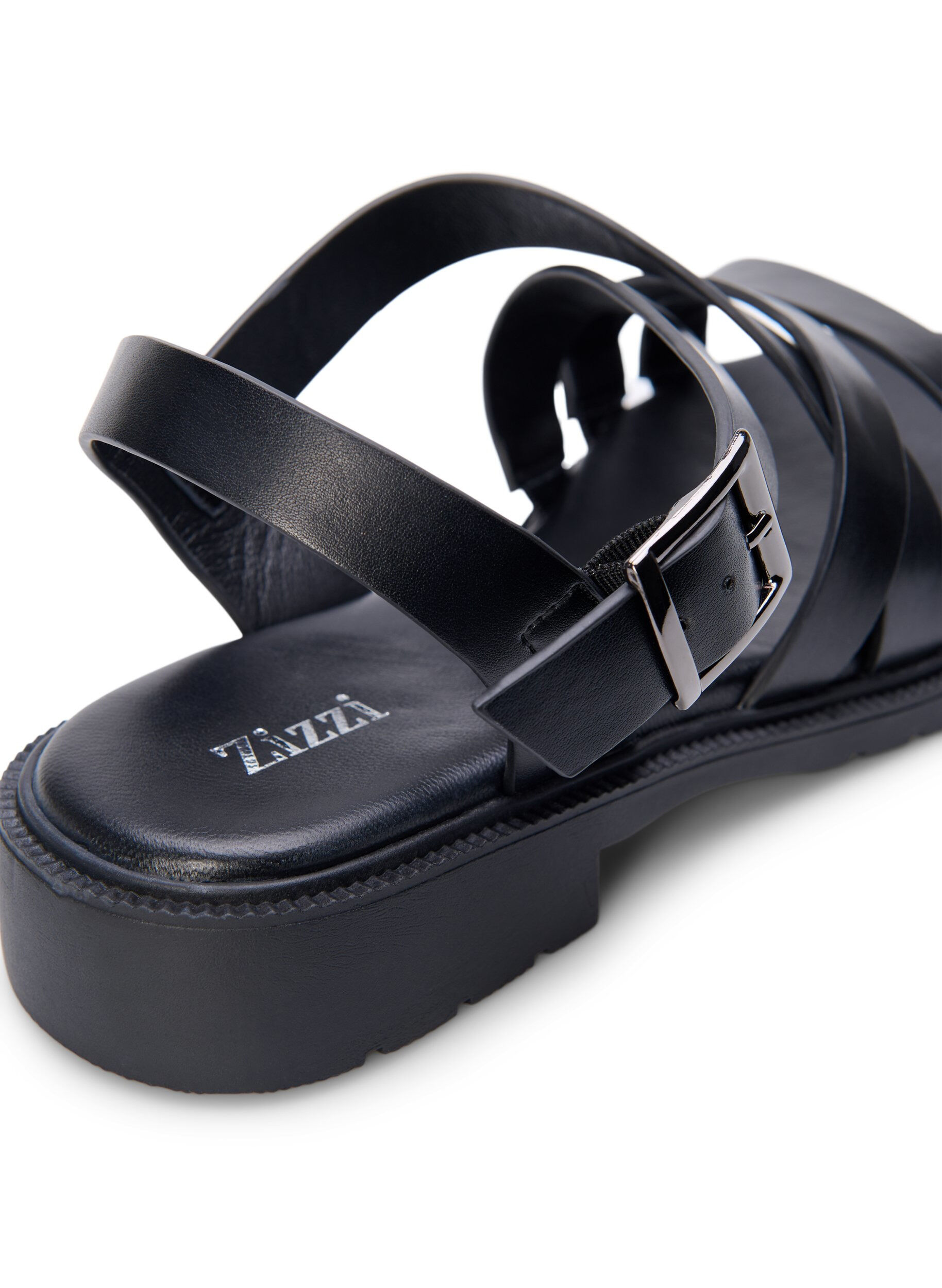 Zizzi Wide fit - Sommer sandal i l&aelig;der, Black, Packshot image number 4