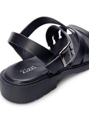 Sommer sandal i læder med bred pasform, Black, Packshot image number 4