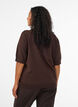 Finstrikket bluse med korte &aelig;rmer, Brun, Model image number 1