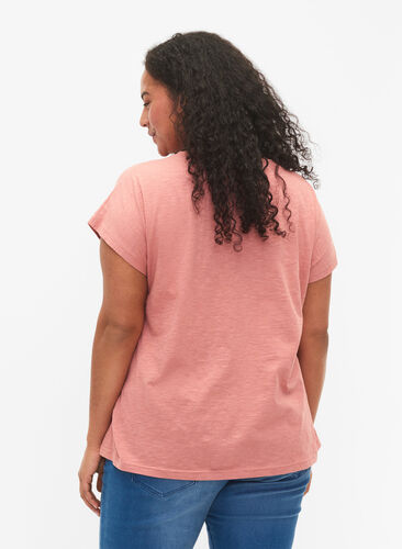 Bomulds t-shirt med blad print, Old Rose W. Leaf, Model image number 1