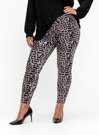 Velour leggings med leoprint, Leopard, Model