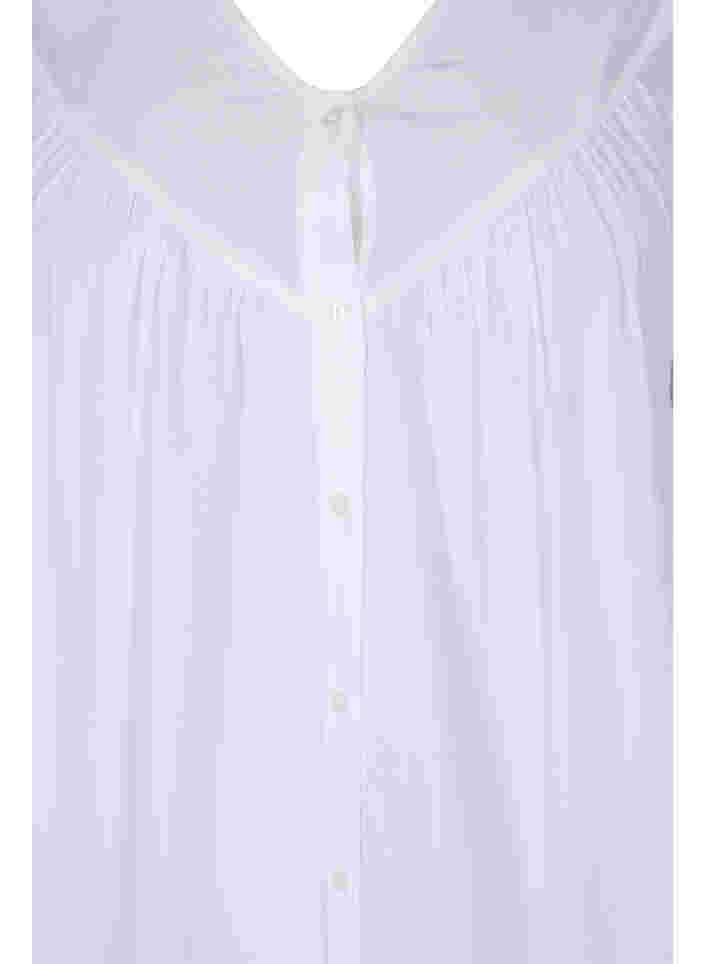 Viskosebluse med 3/4 ærmer og flæsedetaljer, Bright White, Packshot image number 2