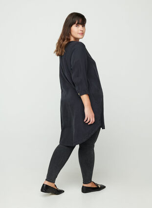Skjortekjole med 3/4 ærmer, Black, Model image number 1