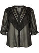 Transparent skjortebluse med prikker og fl&aelig;sedetaljer, Sort, Packshot image number 0