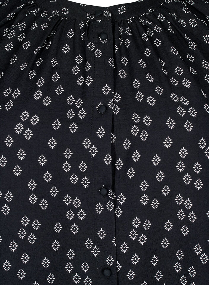 Langærmet tunika med blomsterprint, Sort, Packshot image number 2