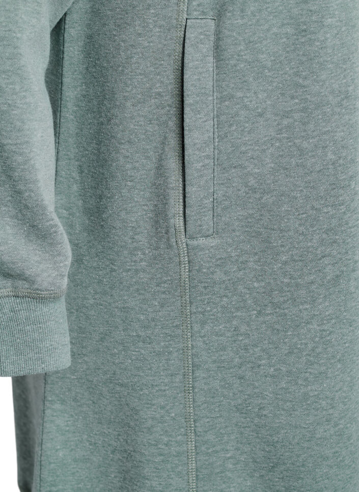 Kort sweatkjole med h&oslash;j krave og lommer, Gr&oslash;n, Packshot image number 3