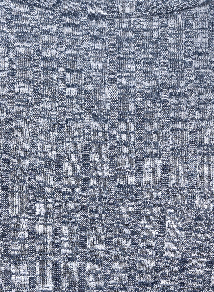 Meleret bluse med rund hals og 3/4 ærmer, Dress Blues Mel., Packshot image number 3