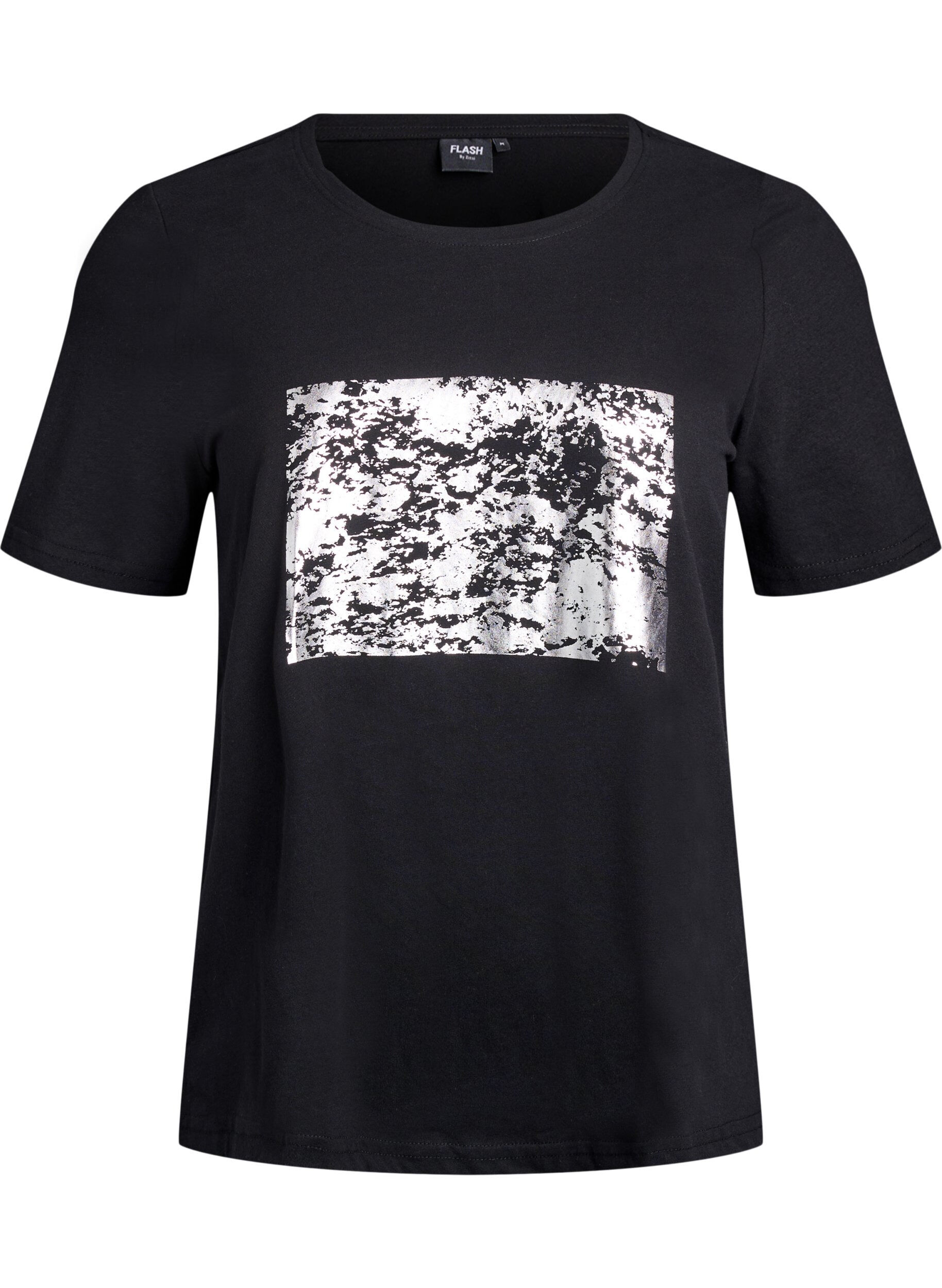 ZizziT-shirt med motiv, Sort, Packshot image number 0