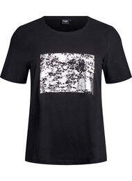 T-shirt med motiv, Sort