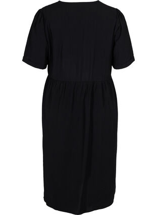 Kortærmet kjole med knapper og lommer, Black, Packshot image number 1