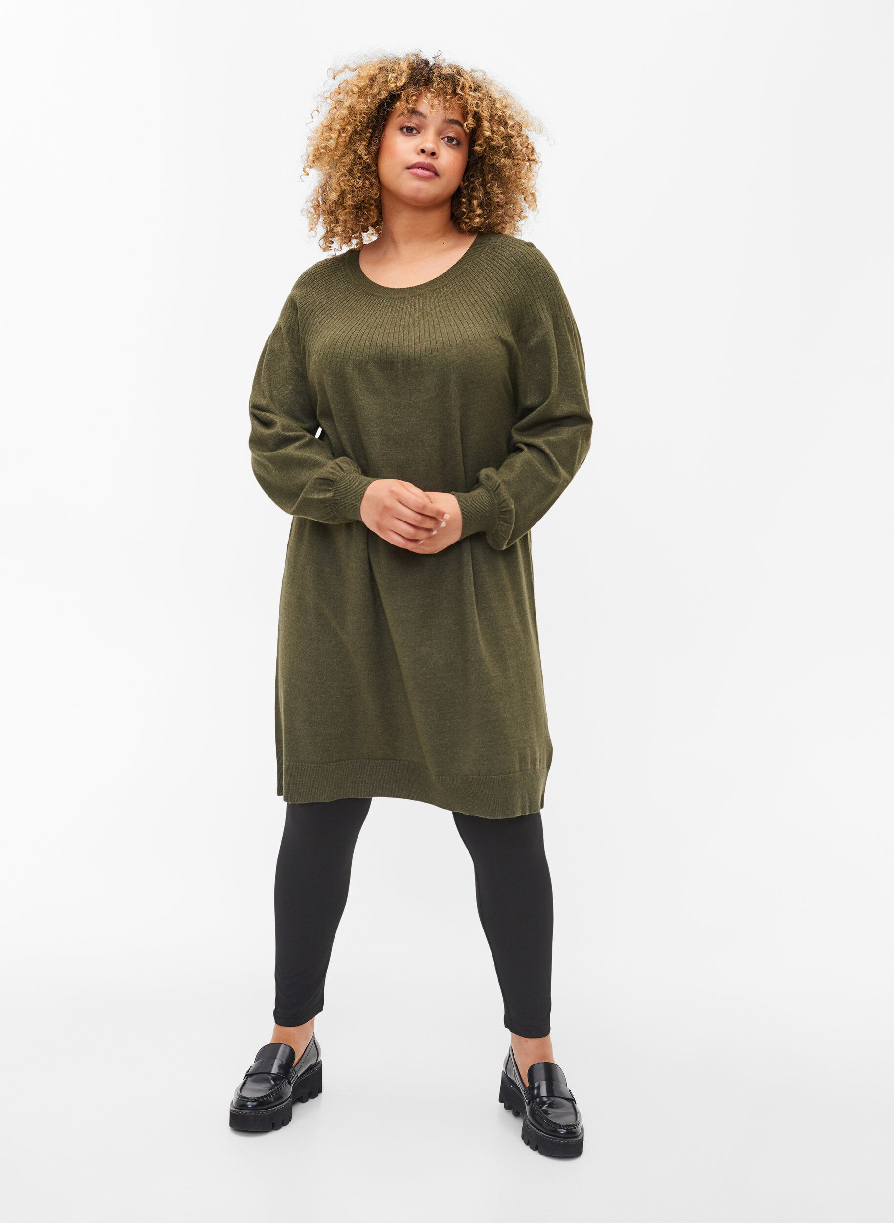 Zizzi 2-pak basis leggings, Black, Model image number 2