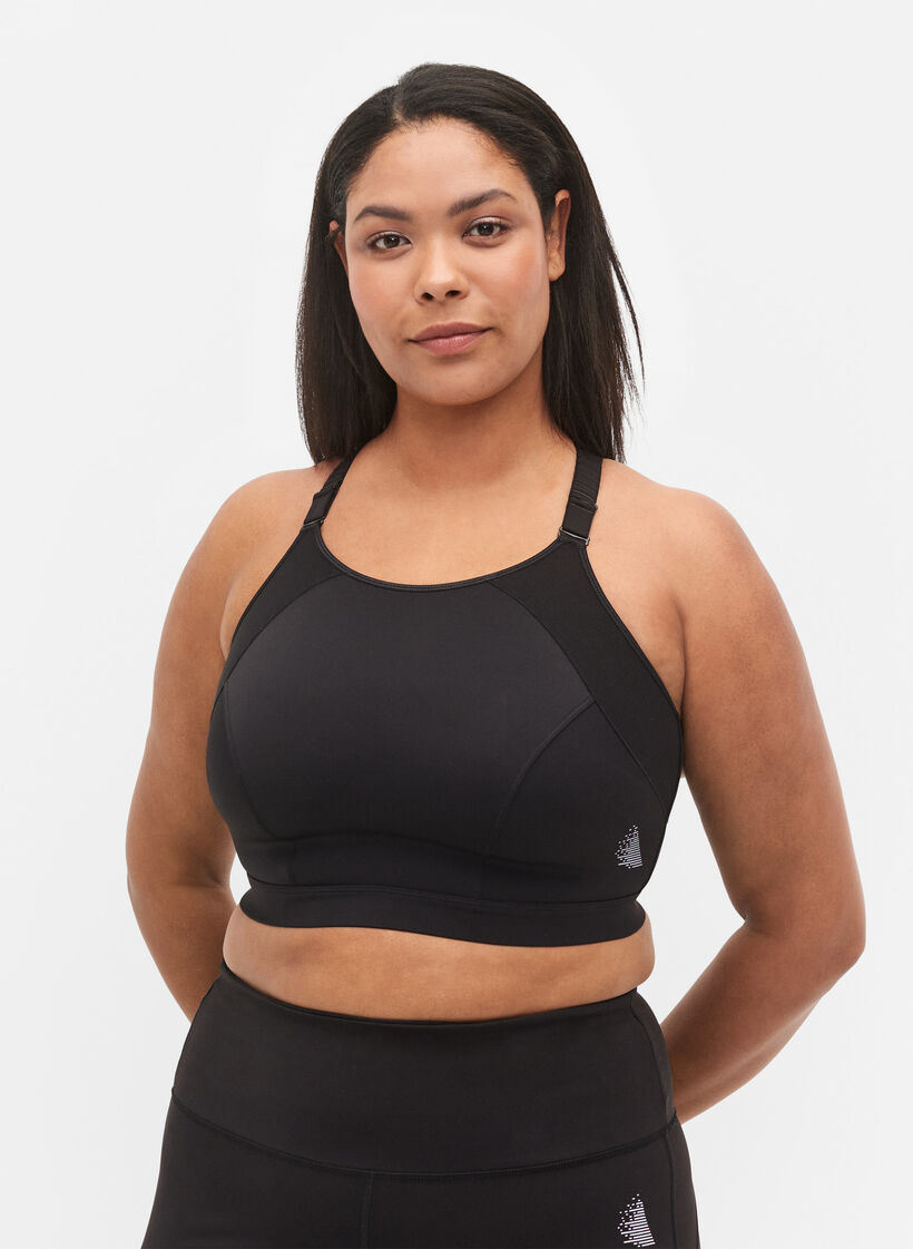 CORE, SUPER HIGH, SPORTS BRA - Sports bh med justerbare skulderstropper, Black, Model image number 0