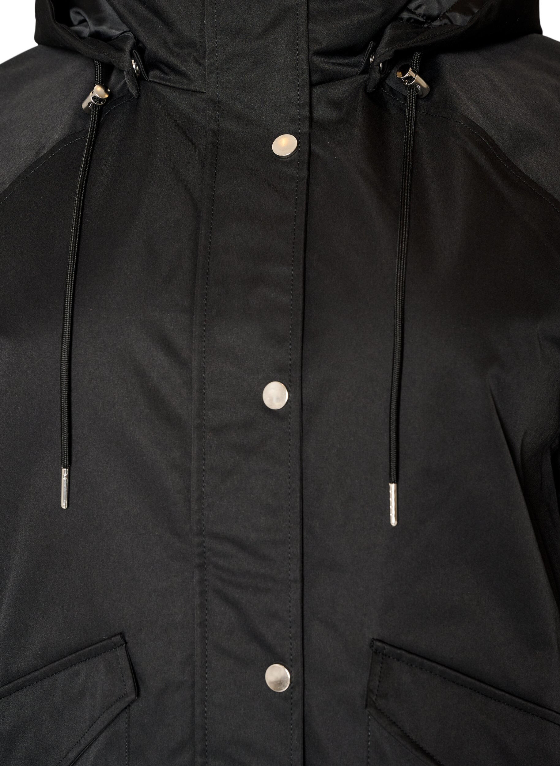 ZizziVatteret parka med aftagelig h&aelig;tte, Sort, Packshot image number 2