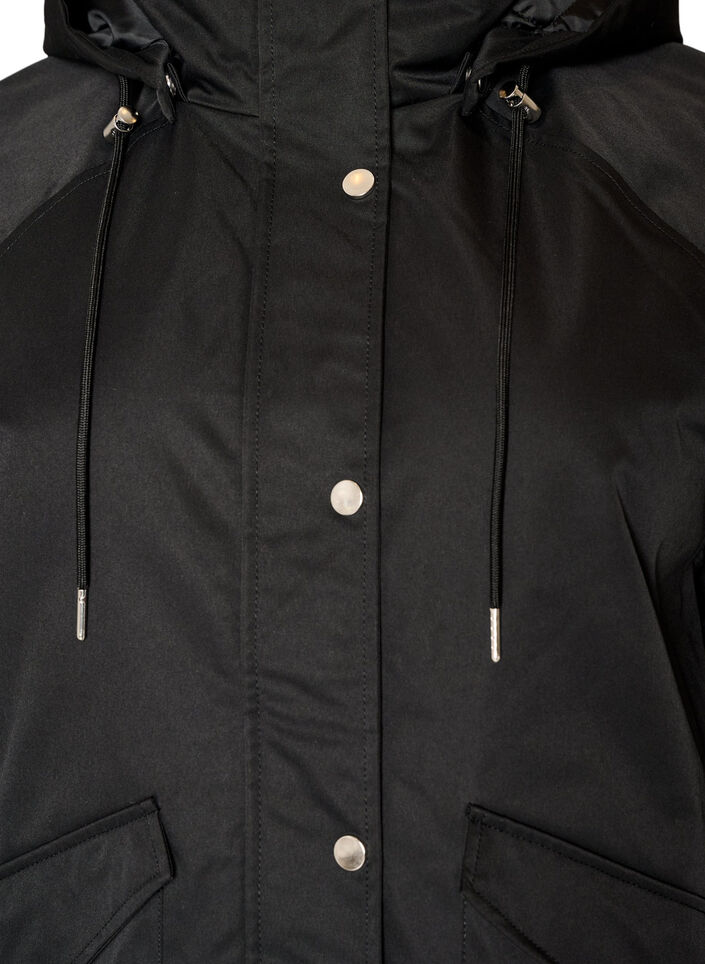 Vatteret parka med aftagelig h&aelig;tte, Sort, Packshot image number 2