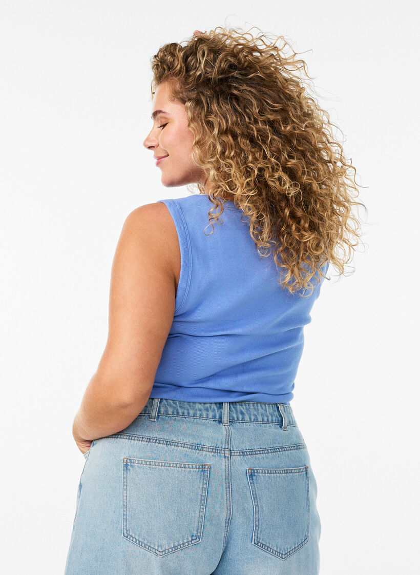 Ribtop med firkantet udsk&aelig;ring, Lilla, Model image number 2