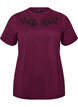 T-shirt med blomsterbroderi og rhinsten, Lilla, Packshot image number 0