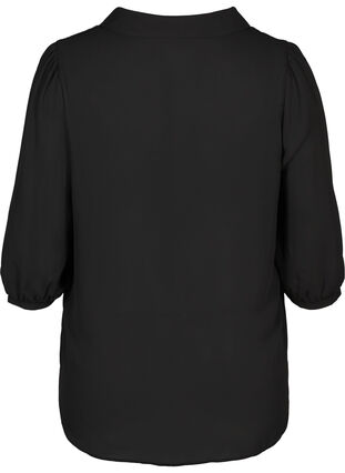 Skjorte med 3/4 pufærmer, Black, Packshot image number 1