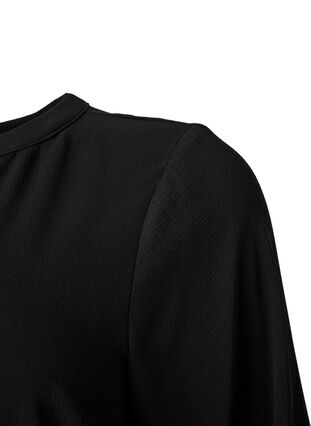 Langærmet kjole med v-udskæring, Black, Packshot image number 3