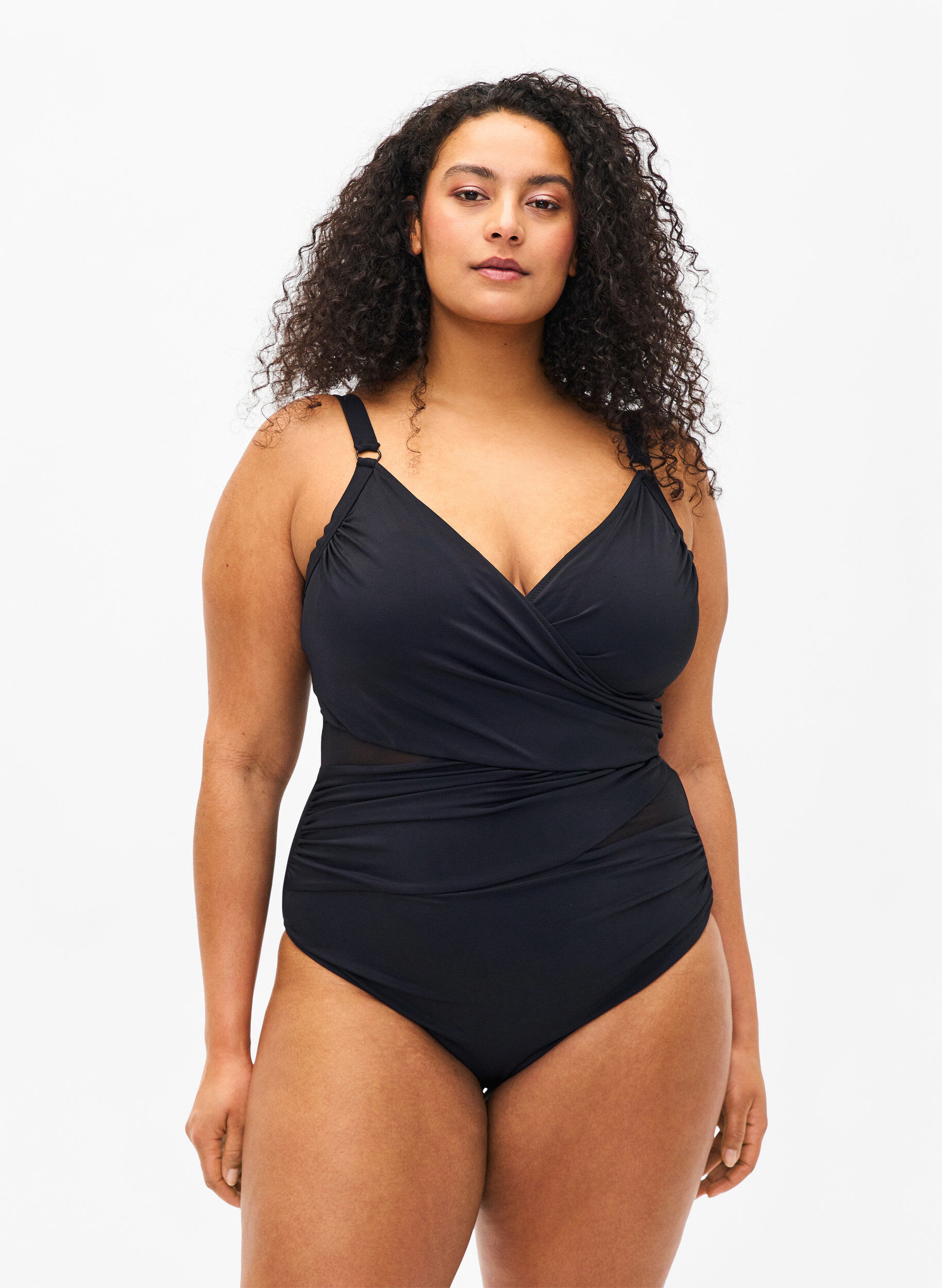Badedragt med wrap, Sort, Model
