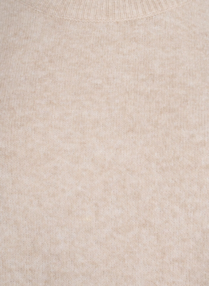 L&oslash;s strikbluse med korte &aelig;rmer, Beige, Packshot image number 2