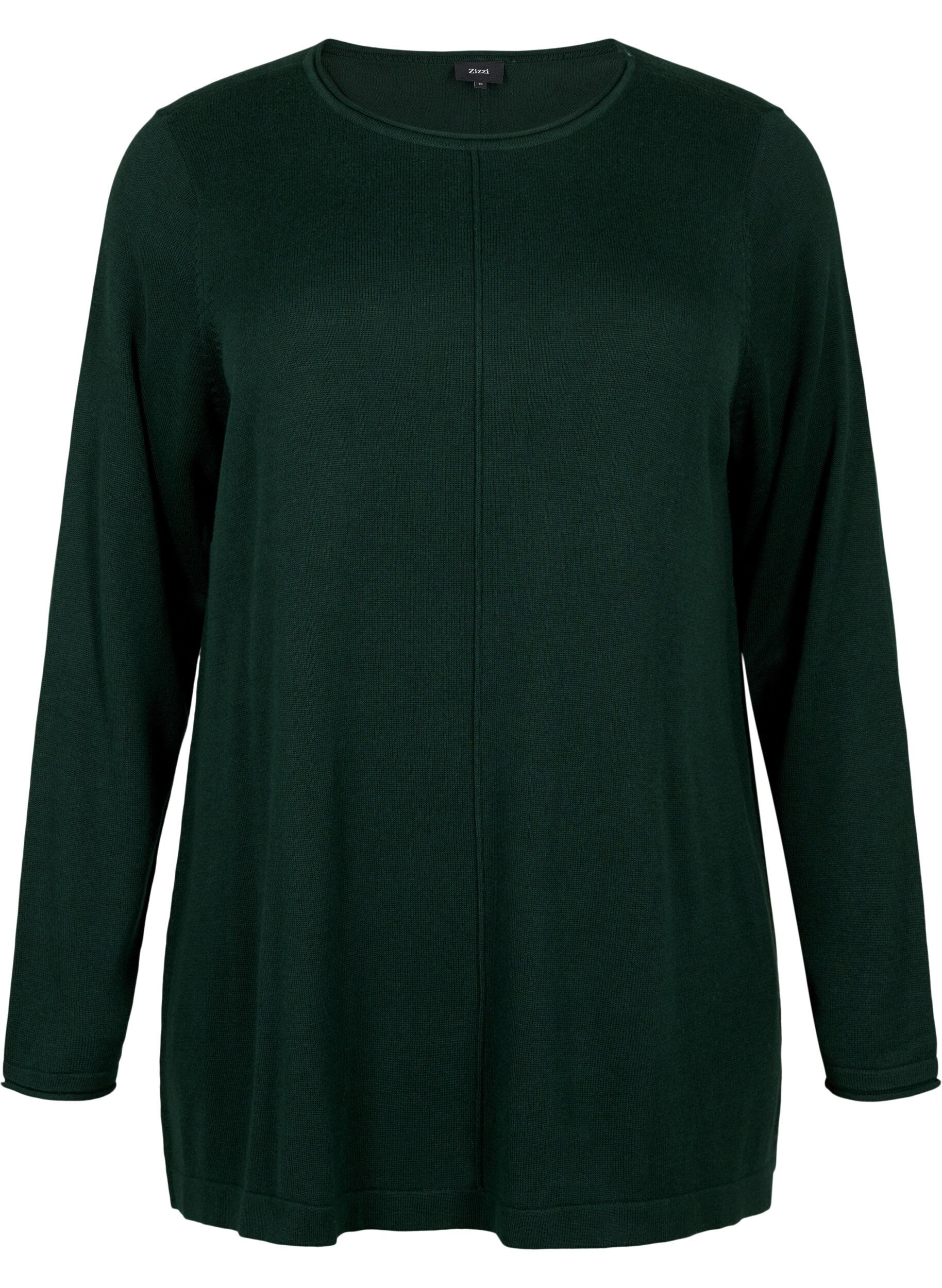 ZizziStrikbluse i bomulds-viskosemix, Gr&oslash;n, Packshot image number 0