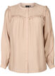 Skjortebluse med flæser og læg, Stucco, Packshot image number 0