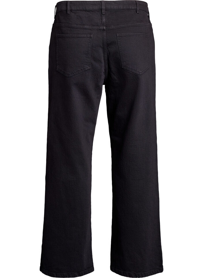 Wide leg jeans med høj talje, Sort, Packshot image number 1