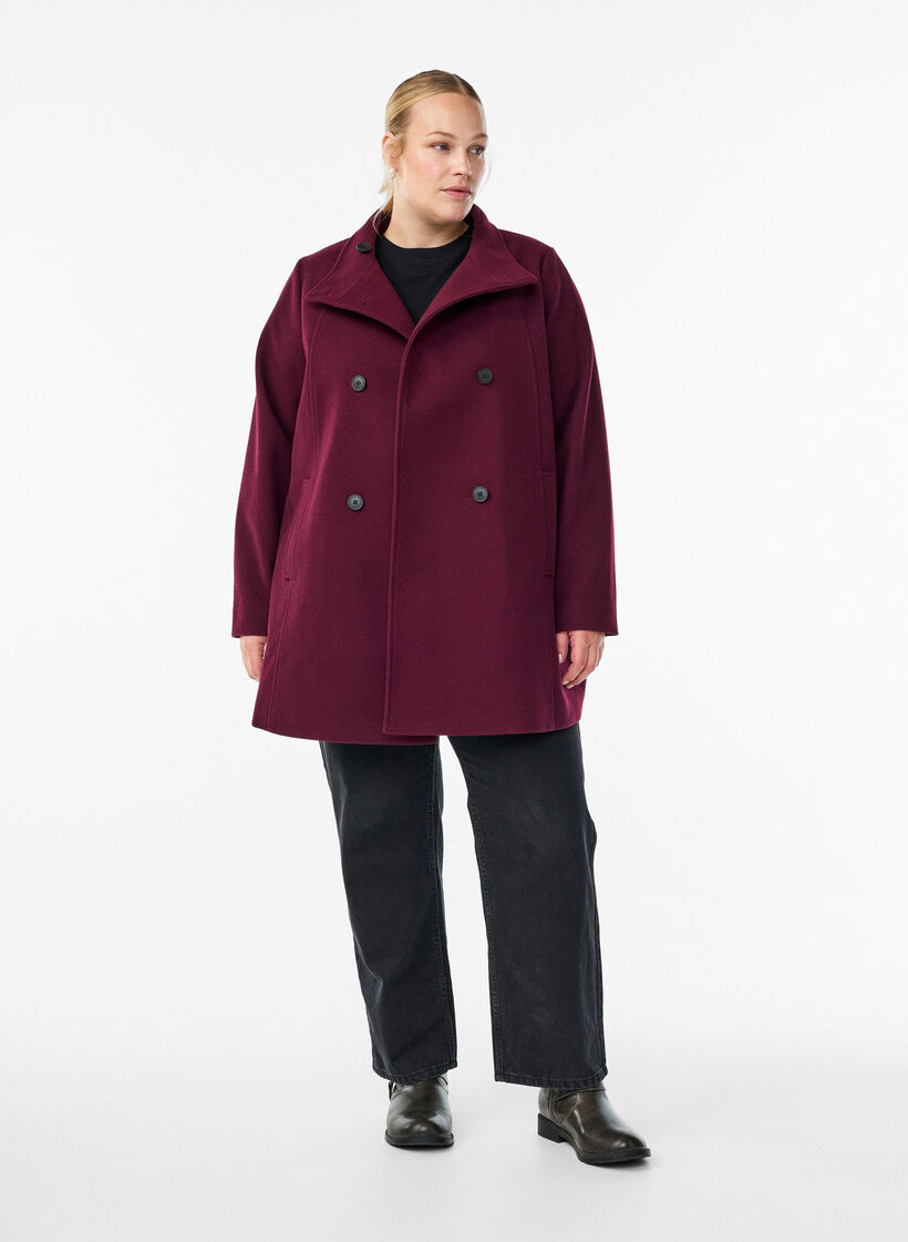 Kort frakke med A-facon, M&oslash;rk Bordeaux, Model image number 1