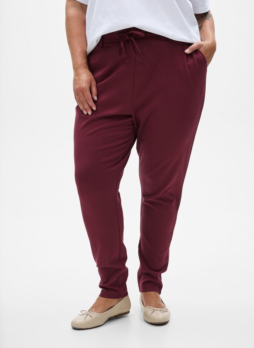 Cropped Maddison bukser, M&oslash;rk Bordeaux, Model image number 3
